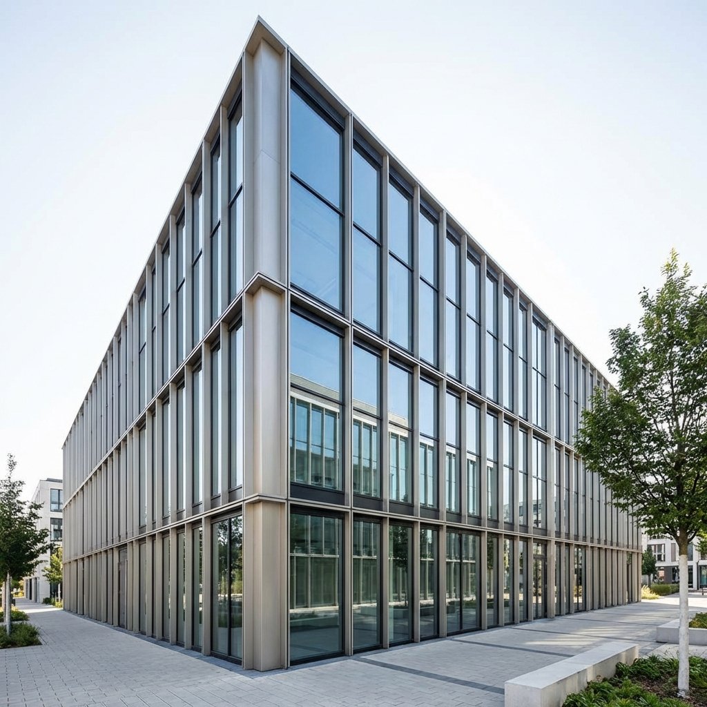 Façade immeuble mur rideau aluminium moderne