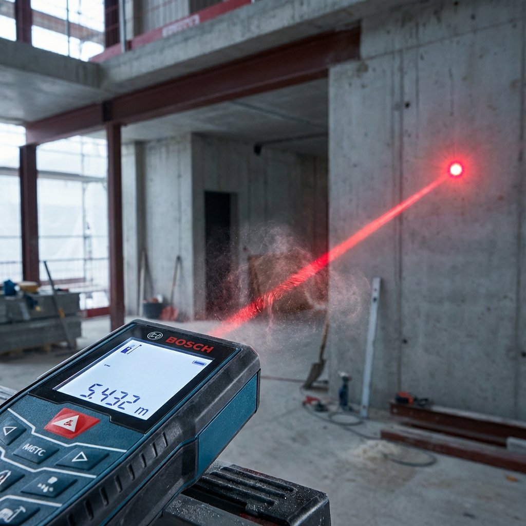 Télémètre laser professionnel projetant un point rouge