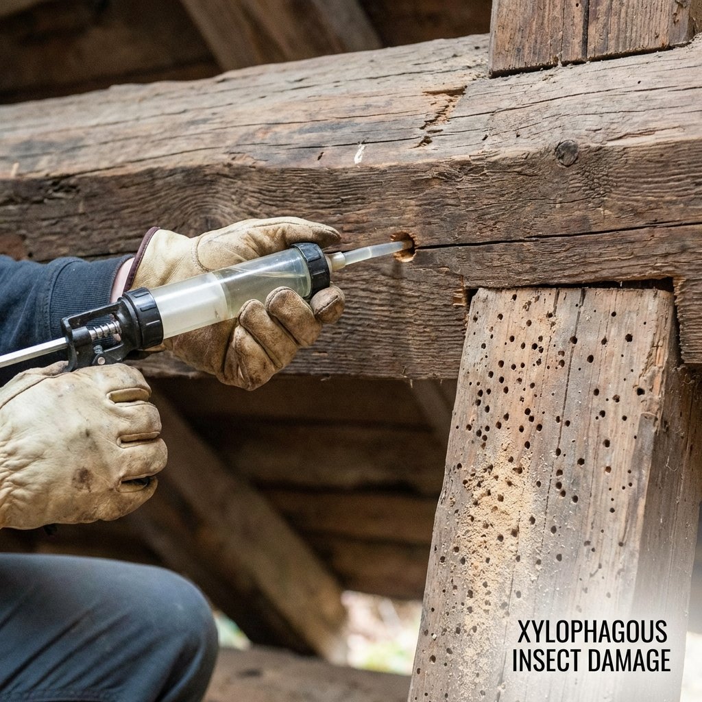 Traitement par injection des bois de charpente